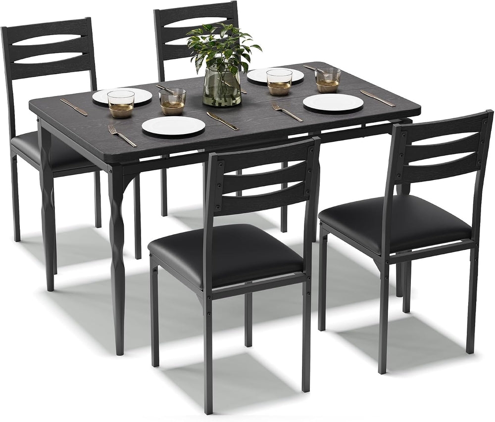 GarveeHome 5 Piece Dining Table Set, Industrial Style Dining Table and Chairs...