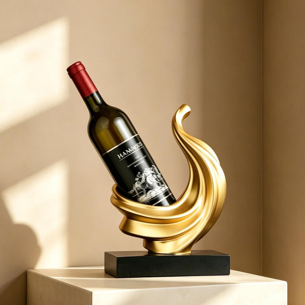 AWNR Gold Abstract Single Wine Liquor Bottle Holder Gifts, Display Shelf | El...