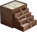 CHOSIN Black Walnut Wooden Jewelry Box Women large 5 Level Drawer Organizer Box with Glass Lid for Necklaces Watch Necklace Ring Earring Storage Christmas Gifts