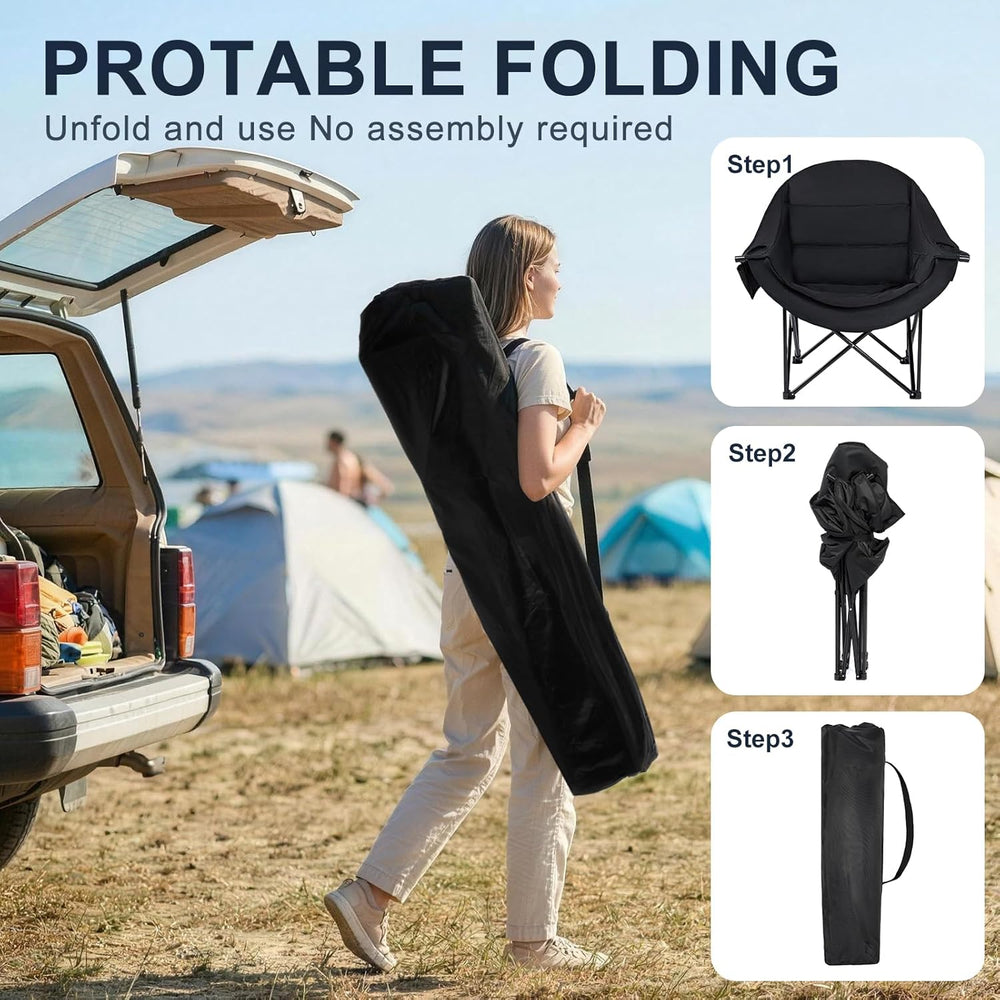 Oversized Camping Chairs for Adult - Heavy Duty Padded Portable Folding Chair...