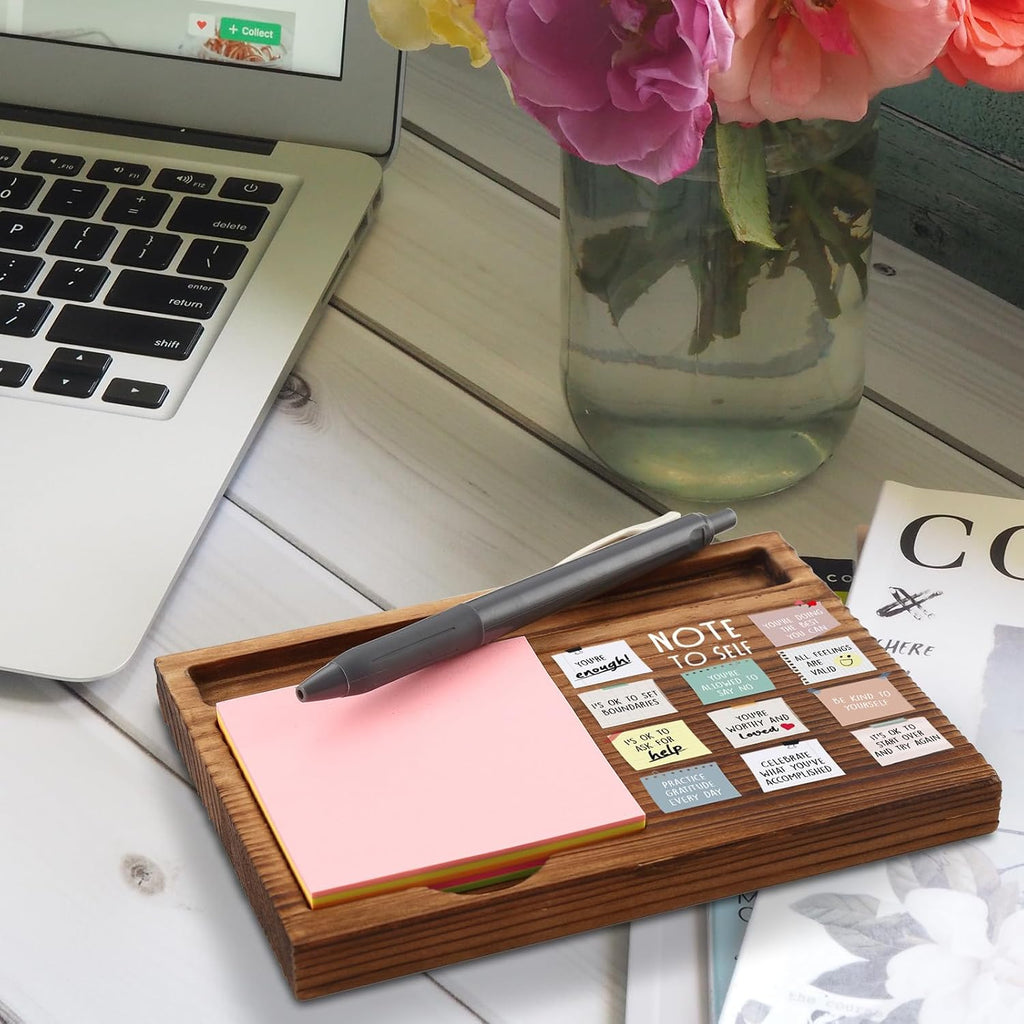 Note to Self Mental Health Motivational Sticky Note Holder Gifts for Therapy Therapist School Counselor Women Men Psychologist Positive Vibes Awareness Self-Stick Note Pad Holders ZSS34