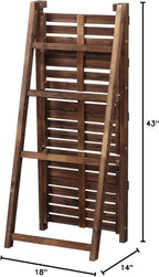 Yaheetech 4-Tier Foldable Shelf, Wood Ladder Shelf for Living Room Storage | Collapsible Wood Ladder Stand with Decorative Wall-Leaning Folding Shelves for Living Room, Bedroom, Balcony and Home Office.
