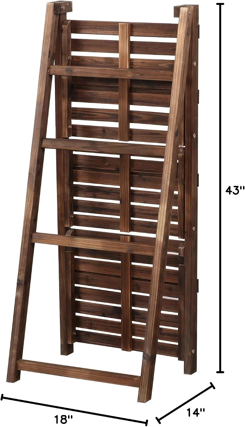 Yaheetech 4-Tier Foldable Shelf, Wood Ladder Shelf for Living Room Storage | Collapsible Wood Ladder Stand with Decorative Wall-Leaning Folding Shelves for Living Room, Bedroom, Balcony and Home Office.