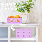 Tixill 2-Pack Mini Foldable Plastic Baskets for Organizing and Storage, Collapsible Storage Crate for Home Kitchen Bedroom Bathroom Office (5.9x3.8x2.2, Purple)