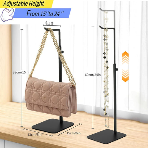 2Pcs Purse Display Stand, Adjustable Purse Stands for Display,Black Handbag Display Stand,Wreath Stand,for Suitable for Desktops,Wardrobes and Commercial Storeshook Stand
