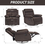 Swivel Rocker Recliner with 360 Degree Swivel, Small Recliners with 30 Degree, 90-150 Degree Angle, Lift Chair for Home Theater Seating, Adults, Living Room, Bedroom, Nursery, Coffee