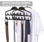 FairyHaus Belt Hanger Organizer 2 Pack, Non Slip Tie Rack Holder, Durable Hanging Closet Accessory Hooks for Belts, Ties, Jewelry, Scarves, Black