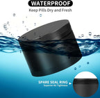 Portable Metal Pill Case, Single Waterproof Daily Pill Box for Travel, Pill Container, Aluminium Alloy Round Pill Box Organizer Pill Holder for Medicine Vitamin Fish Oils Big Size