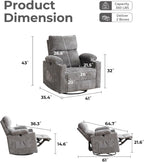 Electric Power Swivel Glider Rocker Recliner Chair with Headrest Adjustable Armrests Heat Massage Function Sofa for Living Room Home Furniture