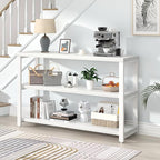 EXCEFUR Modern Entryway Table, Sofa Console Tables for Living Room, 3 Tier Foyer Table for Hallway, Behind Couch (47 Inch, White)