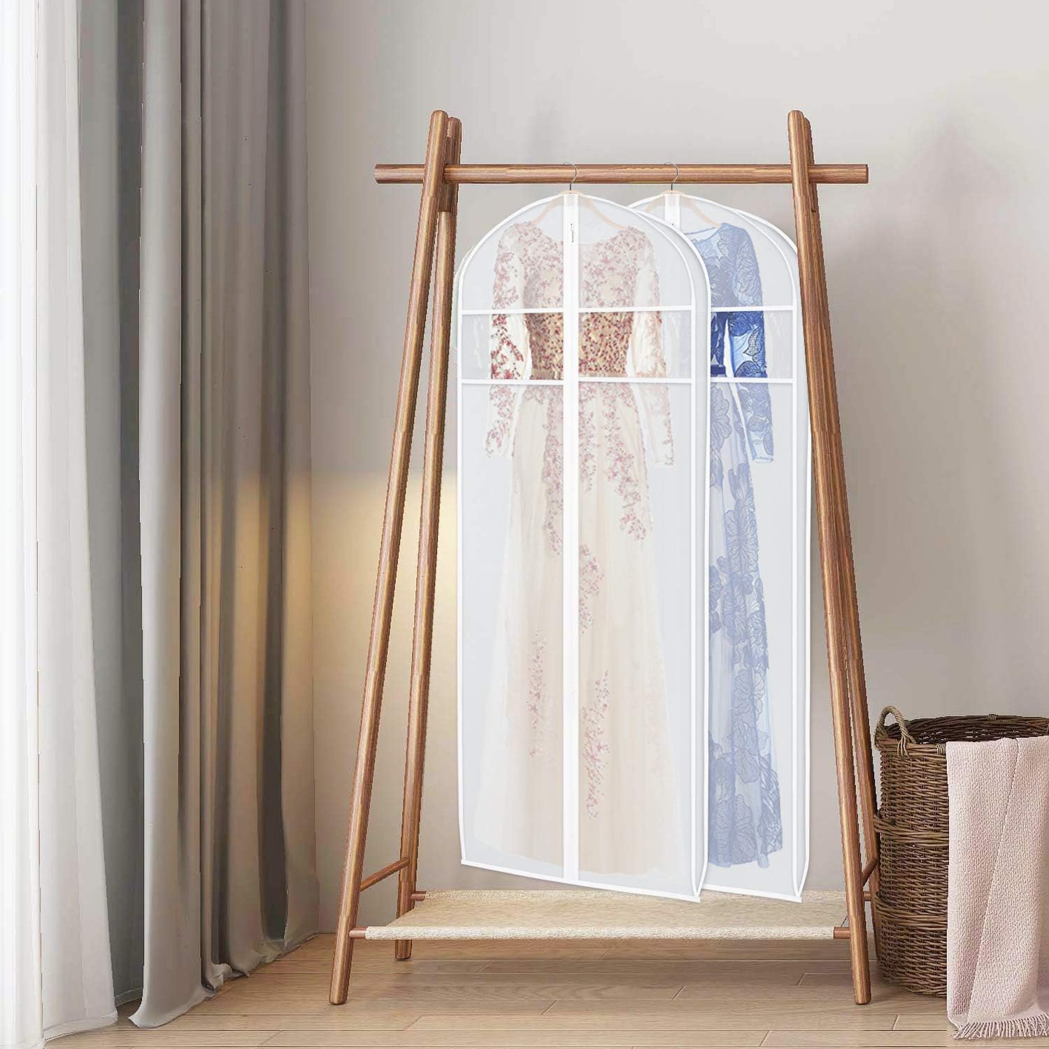 Zilink Dress Garment Bag for Storage Dress Cover Bag for Long Dresses 72 in | 3 in Gusseted, Clear Window, Dress Protector Bag for Long Evening Dresses, Fur Coat, Long Dress, Gown Closet Storage, 2 Pack