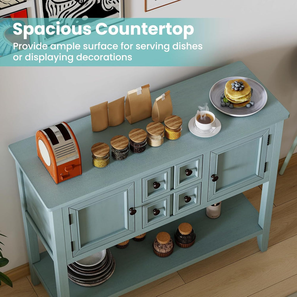 Giantex Sideboard Buffet Cabinet with Storage, 42’’ Wood Credenza, Accent Cof...