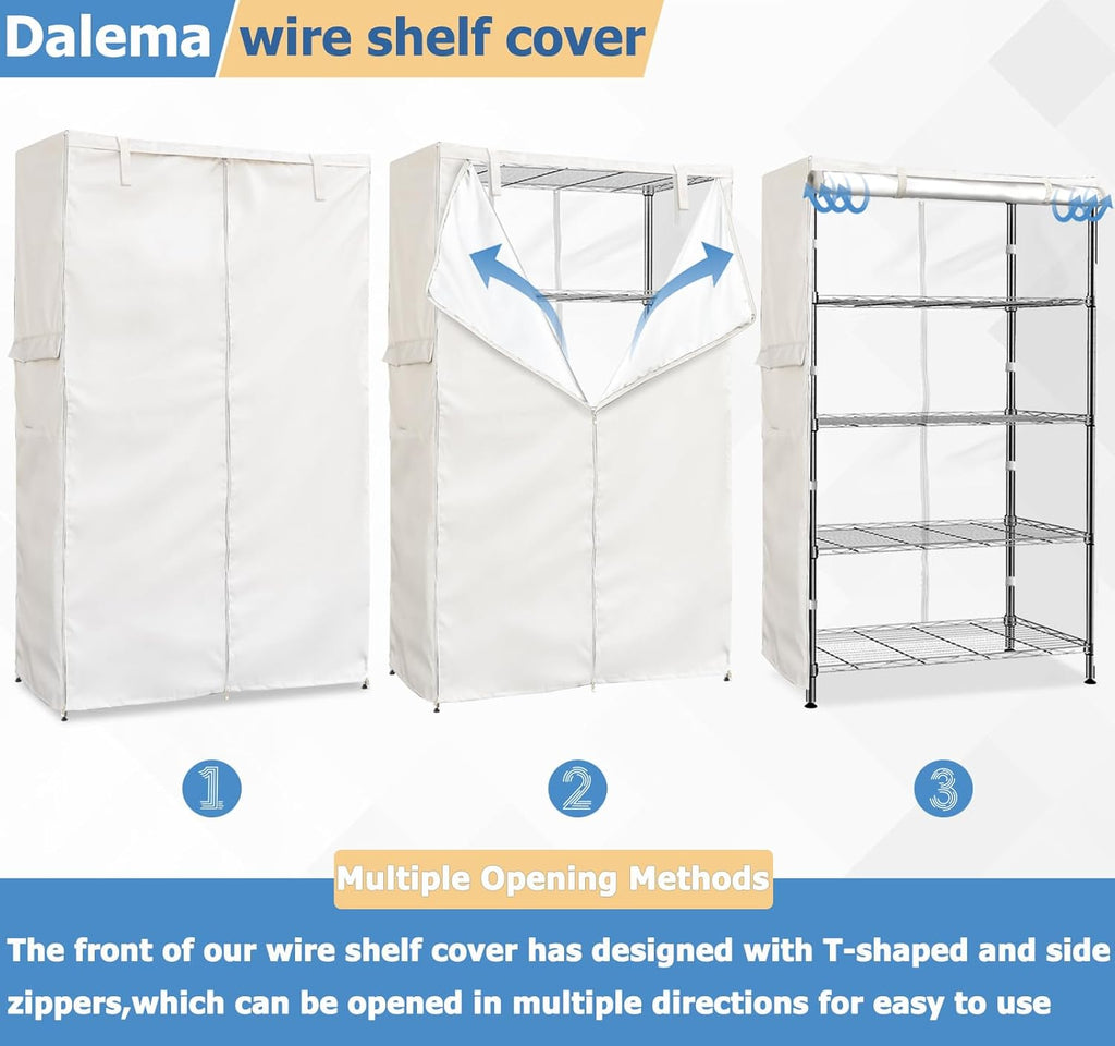 Waterproof Shelf Cover,Outdoor 600D Heavy Duty Dustproof Storage Shelves Cover,48''x19''x72'' Shelf Covers for Wire Shelving with Zippers,Storage Rack Covers with Clear Front