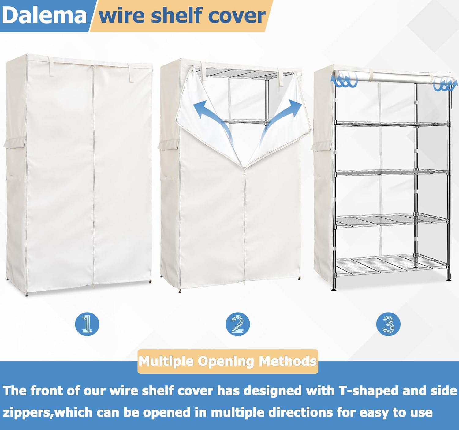 Waterproof Shelf Cover,Outdoor 600D Heavy Duty Dustproof Storage Shelves Cover,48''x19''x72'' Shelf Covers for Wire Shelving with Zippers,Storage Rack Covers with Clear Front
