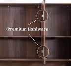 JOYSOURCE 71'' Large Kitchen Pantry Storage Cabinet with Hutch Tall Brown Freestanding Kitchen Cabinet Pantry Cupboard with 6 Doors 1 Drawer & Countertop for Food Farmhouse Walnut Finish