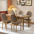 PU Leather Upholstered Dining Chairs Set of 4 French Country Round Back Kitchen Side Chairs with Nailhead Trim and Wood Legs for Dining Room, Kitchen, Restaurant(Brown)