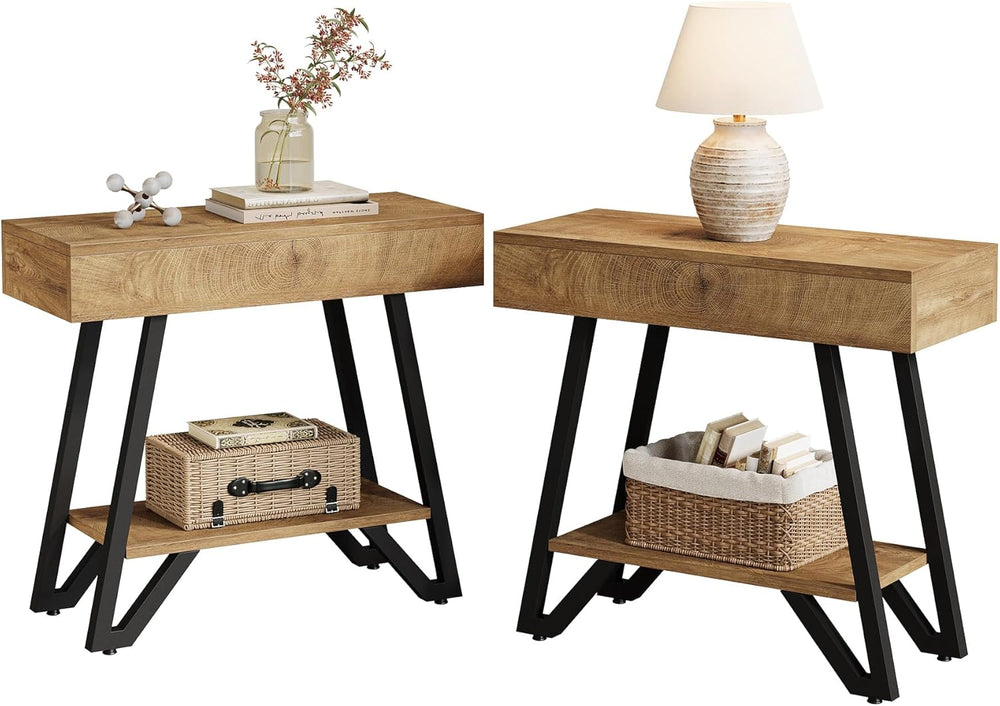Tribesigns Metal End Side Table for Living Room, 2-Tier Narrow Couch Side Tab...