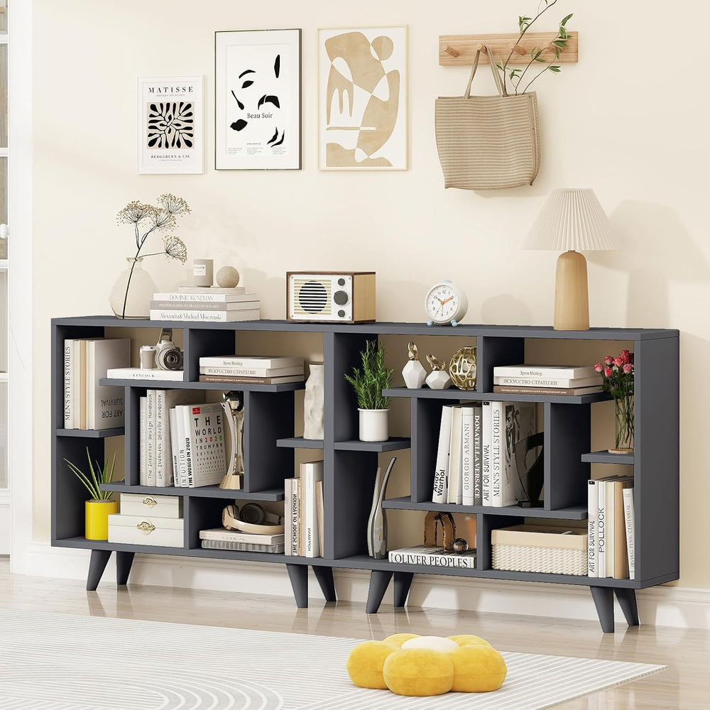 Giantex 3 Tier Geometric Bookshelf, Modern Freestanding Bookcase w/Staggered ...