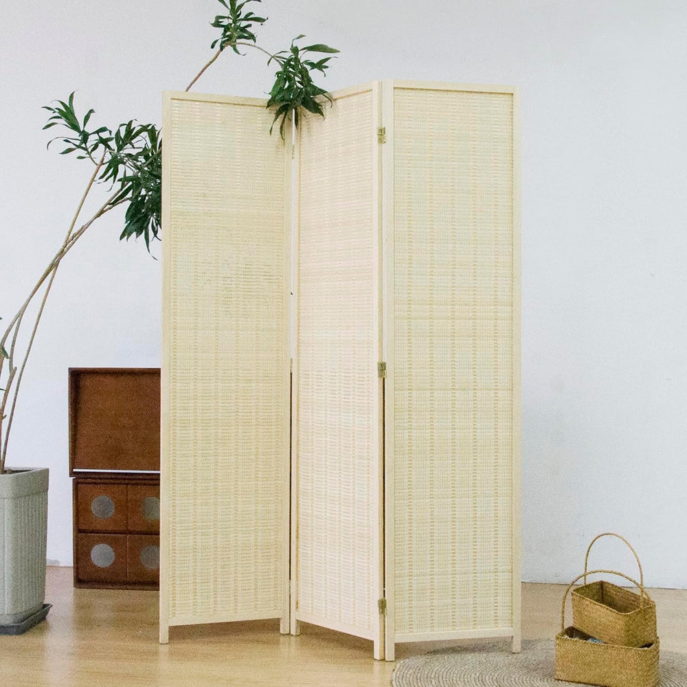 Furnnylane 3 Panel Room Divider and Folding Panel Screen,Bamboo Panel Divider...