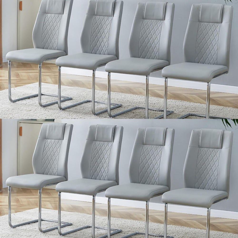 Leather Dining Chairs Set of 8, Modern Upholstered Living Room Chairs with Sl...