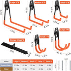 Garage Hooks with Anti-Slip Coating,Heavy Duty Wall Mount Storage Hooks for Hanging Bike,Hose,Ladder,Yard,Garden Tools (42 Pack Orange)