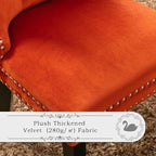 Velvet Upholstered Dining Chairs Set of 2, Modern Style Kitchen Side Chairs with Nailhead Trim and Wood Legs,Metal Pulling Ring for Dining Room Living Room(Orange,Set of 2)