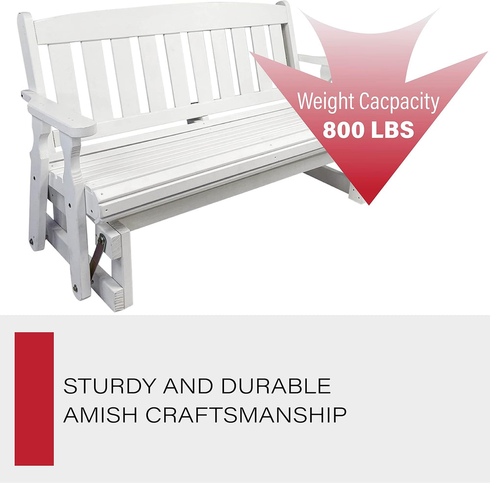Amish Casual Heavy Duty 800 Lb Mission Pressure Treated Porch Glider (4 Foot,...