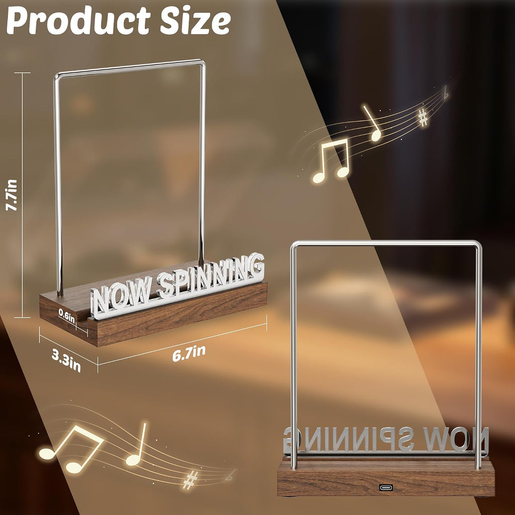 Vinyl Reord Stand with Adjustable Warm White Lights,Album Display Holder with Fingerprint-Proof Acrylic Letters for Room Décor,Gift for Album, LP Lovers