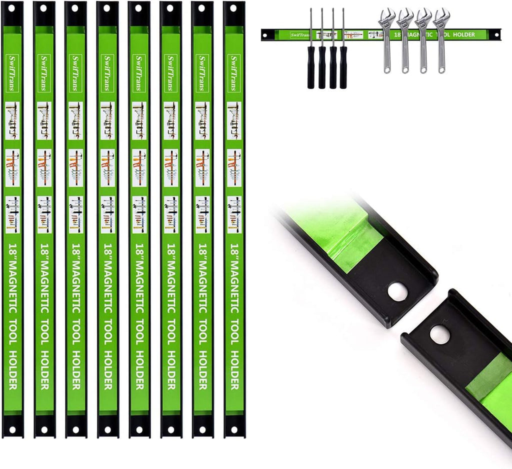 Magnetic Tool Holder 18 Inch 8 Pack Heavy Duty Magnet Tool Bar Strip Rack Wall Mount Green¡­