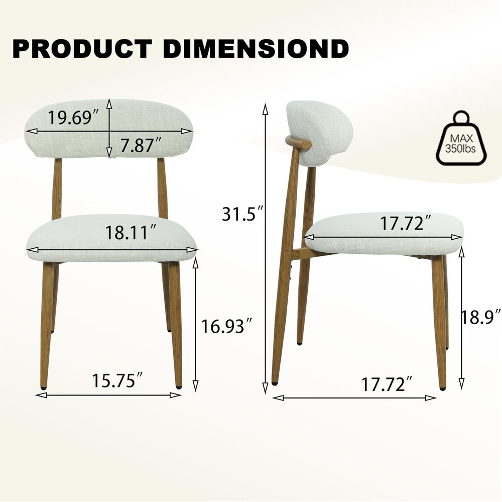 FREKEN Modern Upholstered Dining Chairs Set of 4, Mid-Century Metal Frame wit...