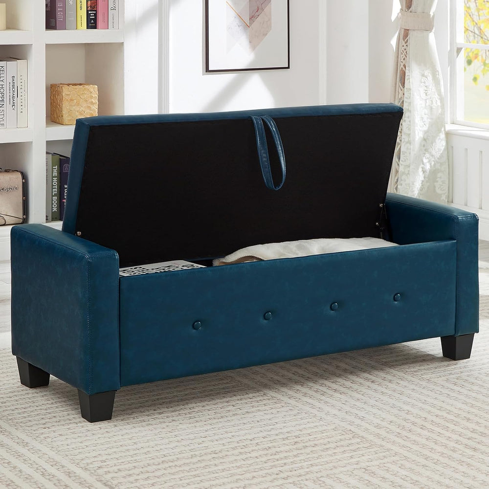 Storage Bench for Bedroom – Upholstered Tufted Ottoman Bench with Legs, 48&qu...
