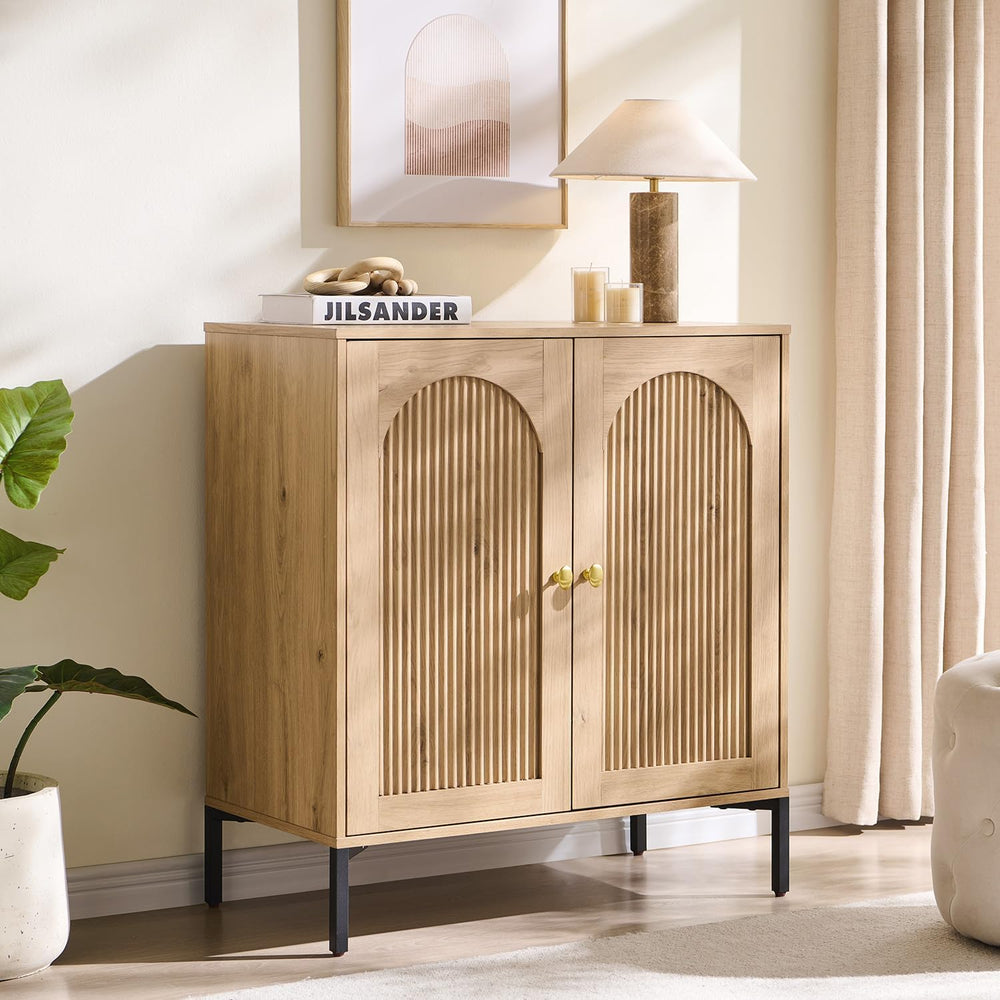 IFBUY Modern Sideboard Buffet Cabinet, 34" Tall Fluted Arched Buffet Cab...