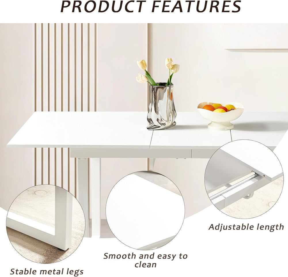 Extendable Dining Table for 4-6 People,70.86''Modern Space-Saving Kit...