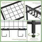 Garden Tool Organizer for Garage, Yard Tool Rack, Holds Up to 36 Long-Handled Tools, Black Metal Garden Tools Rack Storage with Hooks for Yard Shed Garage Organization