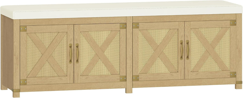 Hzuaneri Shoe Storage Bench, 2 Tier Shoe Bench with Padded Seat Cushion &...