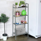 4-Tier Metal Ladder Shelf, Lightweight Bookcase Storage Rack with Open Shelves, Multi-Purpose Display Stand for Plants, Books, Photos and Decor, Gray