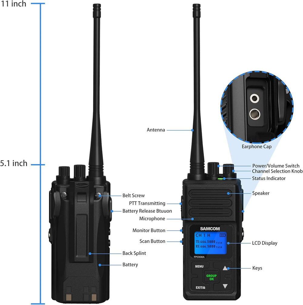 FPCN30A 5 Watt Two Way Radio with Speaking Mic- 2 Packs
