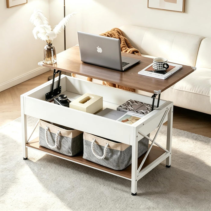 VINGLI 36" Small Lift Top Coffee Table with 2 Free Cloth Storage Bins