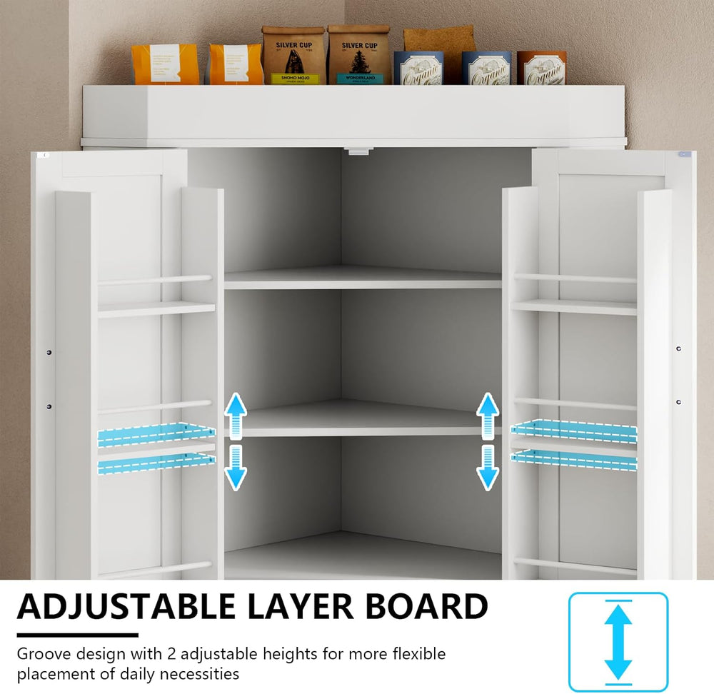 Gyfimoie Corner Cabinet,Kitchen Pantry Storage Cabinet,Freestanding Buffet Hu...