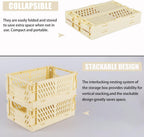 Tixill 2-Pack Mini Foldable Plastic Baskets for Organizing and Storage, Collapsible Storage Crate for Home Kitchen Bedroom Bathroom Office (9.8x6.5x3.8, Yellow)