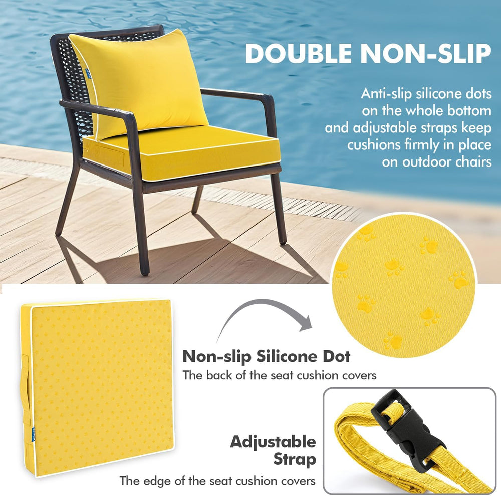 MIULEE Yellow Outdoor Seat Cushion 22x24 Inch Waterproof Cushion