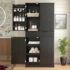 72" Tall Kitchen Pantry Cabinet with 3 Drawers & 6 Adjustable Shelves - Freestanding Storage Cupboard for Bathroom, Dining Room, Office or Entryway, Organizer Cabinet, (Black)