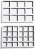 Frebeauty Stackable Velvet Jewelry Organizer Trays for Drawers Inserts Jewelry Storage Tray Display Case, Stud Earrings Bracelets Necklace Rings Accessories Trays for Women(Set of 2)(White)