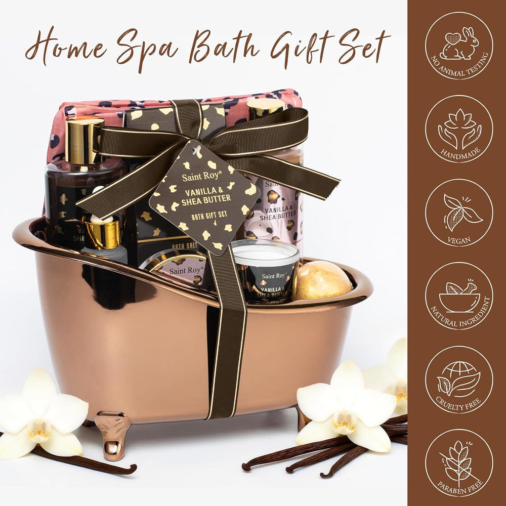 Warm Vanilla Spa Gifts for Women, Spa Bath & Body Gift Basket Skin Care Kit