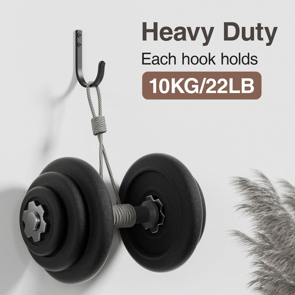 20-Pack Wall Hooks for Hanging Towel/Coat - 22LB Screw in Metal Hanger Wall Mount, for Outdoor, Closet, Door, Bathrooms, for Backpack, Robe, Black