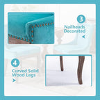 Modern Dining Chairs Set of 2, High Back Dining Chairs Side Chairs with Solid Wood Legs, Upholstered Fabric Dining Room Chairs for Dining Room Kitchen, Lake Blue