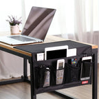 Bedside Storage Organizer - 6 Pockets, Table Cabinet Caddy for Remotes, Phone, Glasses (Black)