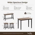 PHI VILLA Dining Table Set for 4, Kitchen Table Set with Bench and Chairs, Solid Wood Counter Height Bar Table and Chairs, Small Breakfast Table Set, Walnut with Black