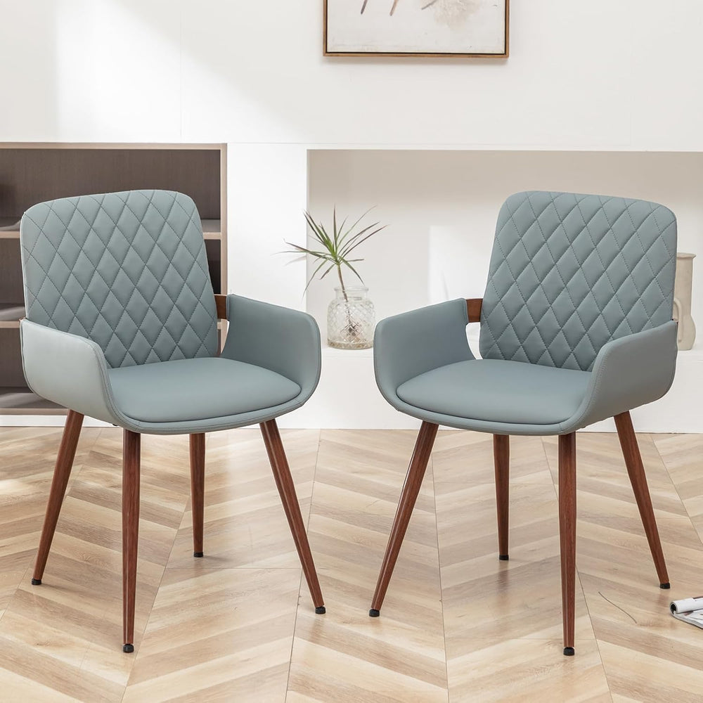 LUNLING Mid Century Modern Dining Room Chairs Set of 2 Accent Faux Leather Ch...