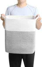 Tall Laundry Basket With Handles,Woven Cotton Rope Big Laundry Hamper Sorters,Versatile Storage for Dirty Clothes,Baby Toys,and Blankets in Bathroom, Nursery,and Living Room (Silver Gray, 50L)